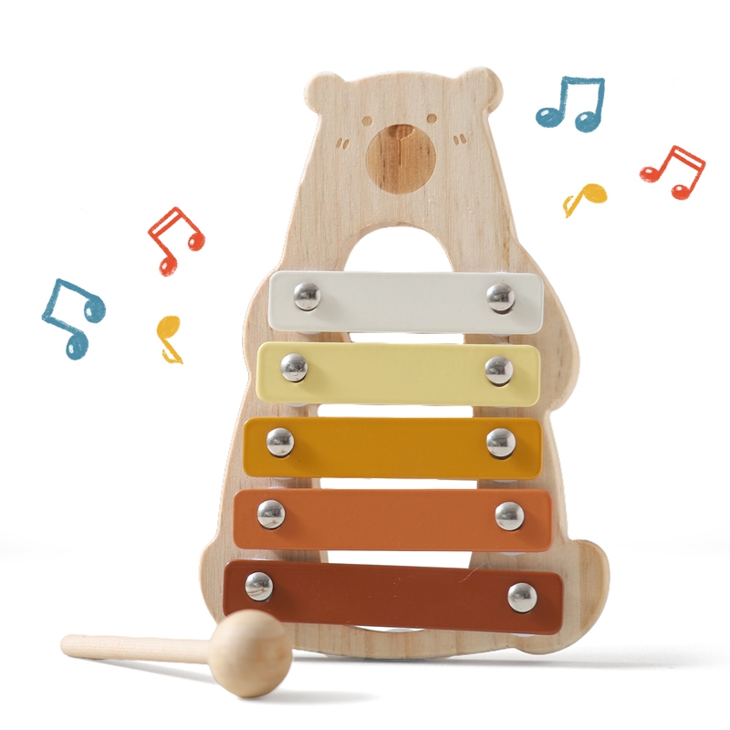 Musical Instrument Glockenspiel - Ксилофон с мультяшным медведем, 5 клавиш,
