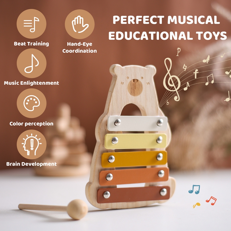Ксилофон с мультяшным медведем – обзор и цена Musical Instrument Glockenspiel